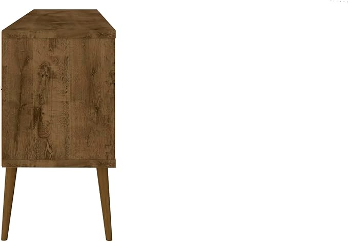 Manhattan Comfort Bradley Mid Century Modern TV Stand for Televisions up to 60 Inches, Living Room Entertainment Center with Storage, Media Shelves and Soft Close Doors, Rustic Brown/White