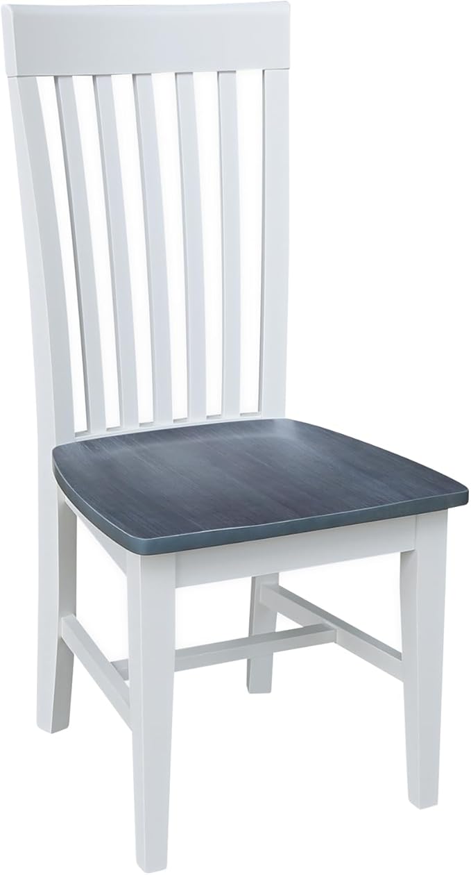 International Concepts Set of Two Tall Mission Chairs, White/Heather gray