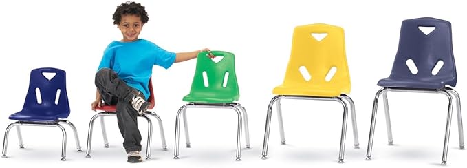 Jonti-Craft Berries 8148JC1007 Stacking Chair with Chrome-Plated Legs, 18" Height, Yellow