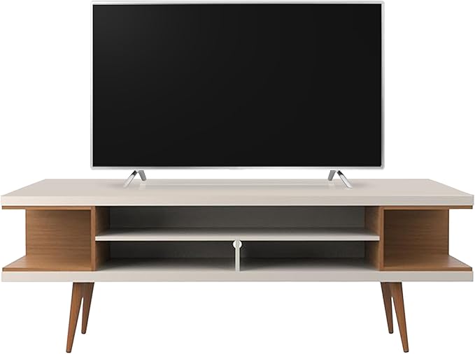 Manhattan Comfort Utopia 70.47" Freestanding Entertainment Center for Living Room, Mid Century Modern TV Stand with Shelves, Storage and Media Holes, Fits 65" Screens, Maple Cream