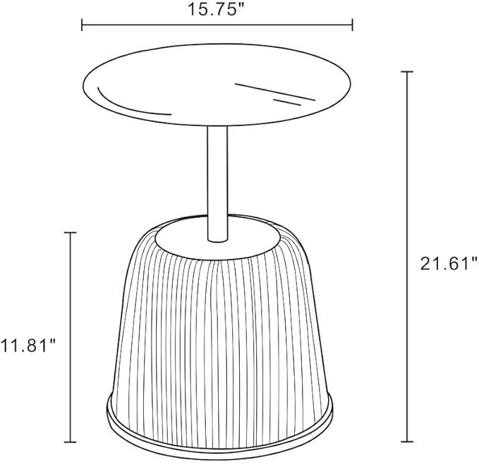 Manhattan Comfort Anderson Modern 15.75" Round End Tables 1.0 - Elegant Leatherette Upholstered Base with Pleated Design & Gold Steel Tabletop, Fully Assembled Accent Furniture, Set of 1, Cream