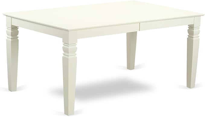 East West Furniture LGIP5-LWH-C 5 Piece Dinette Set for 4 Includes a Rectangle Dining Table with Butterfly Leaf and 4 Linen Fabric Dining Room Chairs, 42x84 Inch, Linen White