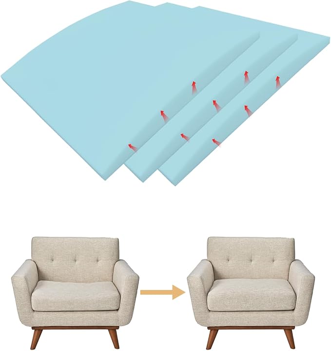 Couch Cushion Support, 20" x 20" Sofa Cushion Support for Sagging Seat, High Density Replacement Foam Insert for Sagging Couches, Loveseat, Furniture (Blue-3 pcs)
