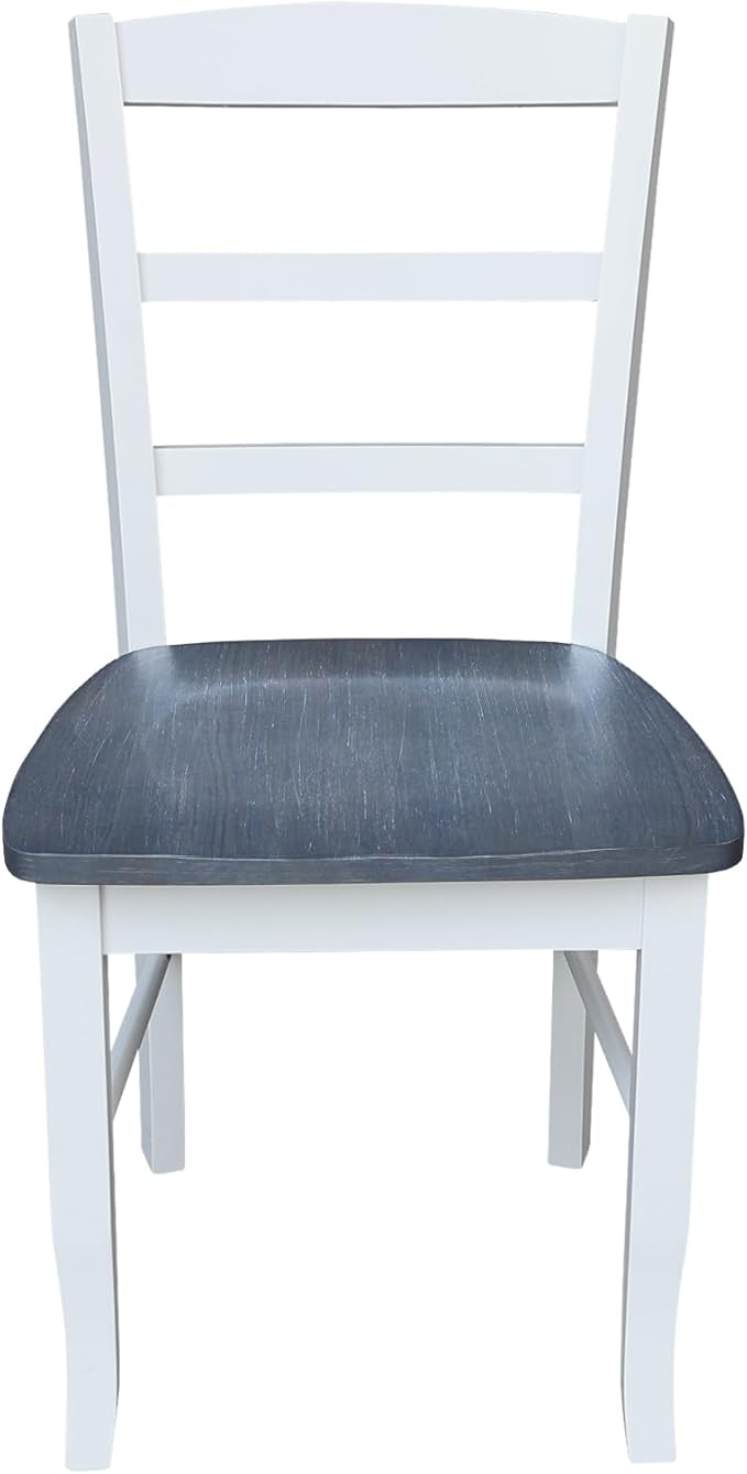 IC International Concepts Set of Two Madrid Ladderback Dining Chairs, White/Heather Gray