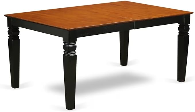 East West Furniture LGAN5-BCH-C 5 Piece Kitchen Table Set for 4 Includes a Rectangle Dining Room Table with Butterfly Leaf and 4 Linen Fabric Upholstered Chairs, 42x84 Inch, Black & Cherry