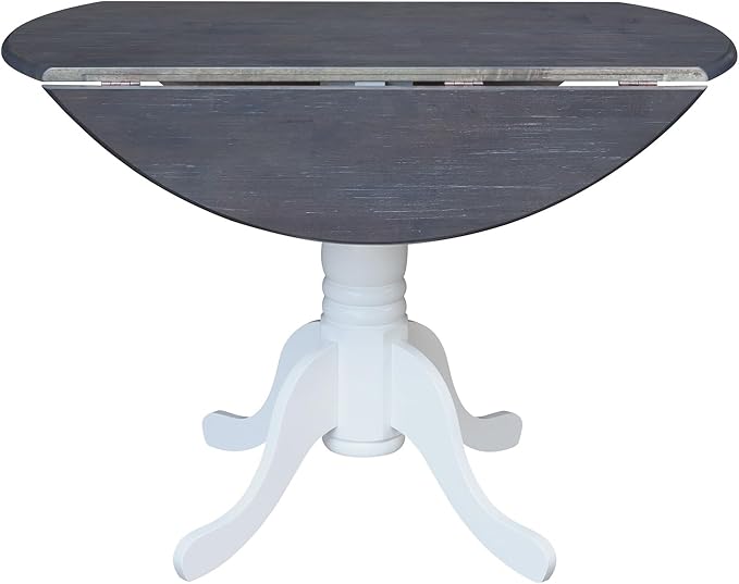 International Concepts Inch Dual 42 Drop Leaf Dining Table, White/Heather Gray