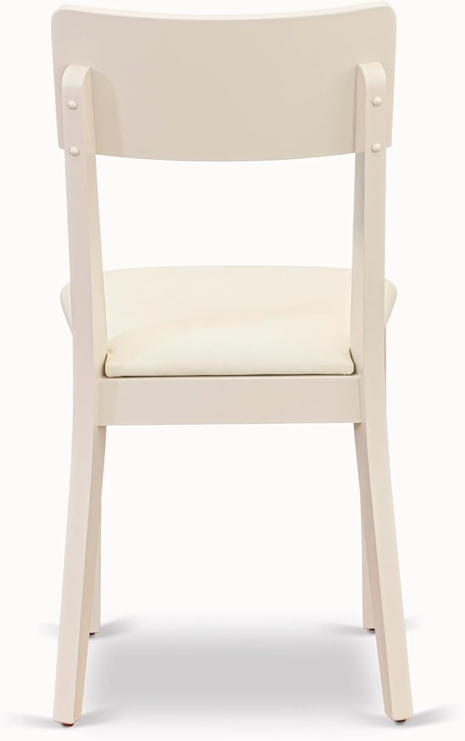 East West Furniture DMAD3-LWH-LC 3 Piece Dinette Set for Small Spaces Contains a Round Dining Table with Dropleaf and 2 Faux Leather Dining Room Chairs, 42x42 Inch, Linen White