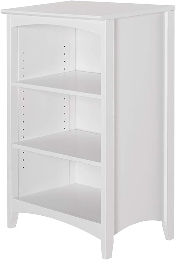 Shaker Style 3 Shelf Bookcase / Solid Wood / 36" High / Adjustable Shelving / Closed Back / Display Bookshelf for Living Room, Bedroom, Home and Office, White