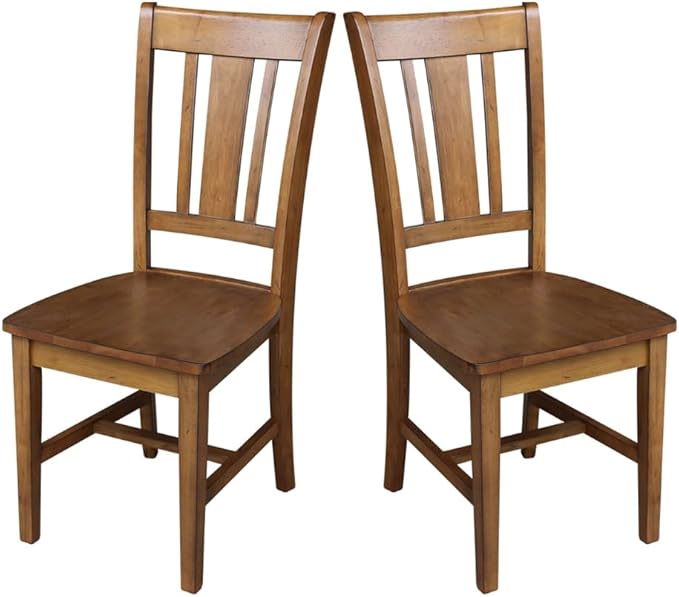 Set of Two San Remo SplatBack Dining Chairs, Pecan