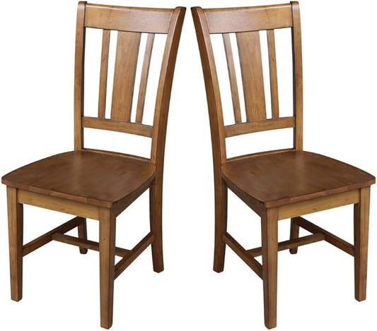 Set of Two San Remo SplatBack Dining Chairs, Pecan