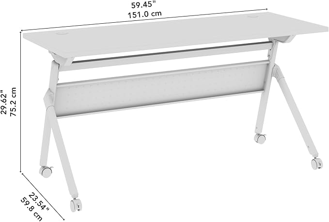 Bush Business Furniture Folding Training Table, 60 inch Desk, Commercial-Grade Bundle for Office or Classroom, Envision Collection, White