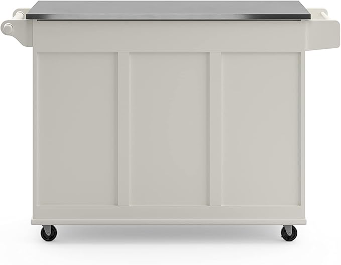 Homestyles Dolly Madison Rolling Mobile Kitchen Island with Storage and Towel Rack, 54 Inch Width, Off White