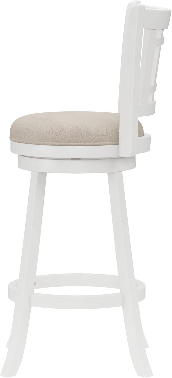 Hillsdale Fairfox Swivel Stool with Rectangular Lattice Back, Bar Height, White