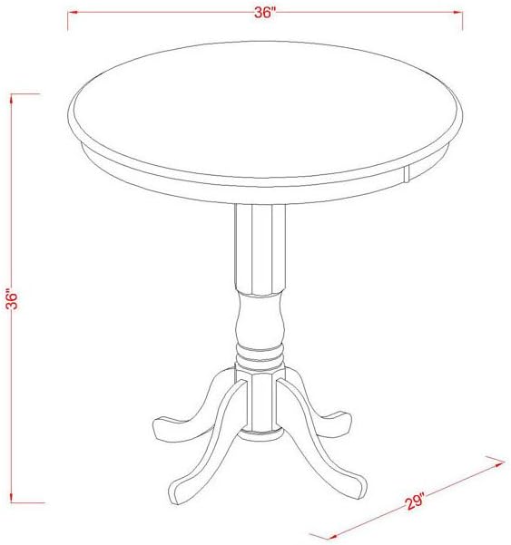 East West Furniture JACF5-OAK-C 5 Piece Counter Height Pub Set Includes a Round Dining Table with Pedestal and 4 Linen Fabric Upholstered Kitchen Chairs, 36x36 Inch, Oak