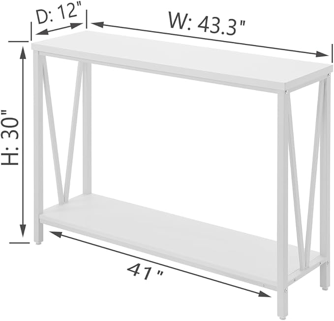 EXCEFUR Rustic Sofa Table, Industrial Console Table for Entryway, Wood and Metal Hallway Table for Living Room, White Oak