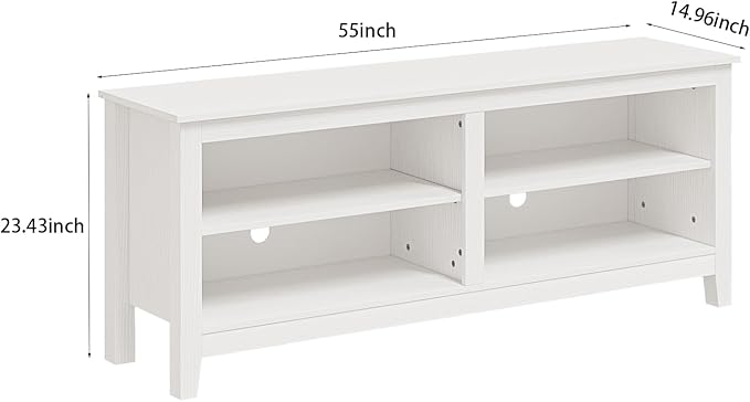Panana TV Stand, Classic 4 Cubby TV Stand for 60 inch TV, Entertainment Center Media Television Stand for Living Room Bedroom (White, 55 inch)