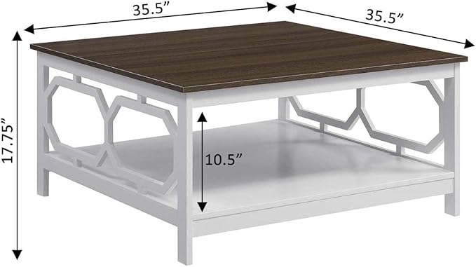 Convenience Concepts Omega Square 36" Coffee Table, Driftwood Top / White Frame