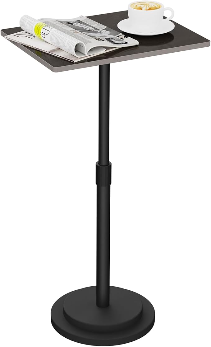 Small Side Table, Height Adjustable Nightstand, Square Indoor Metal Plant Stand, for Living Room, Bedroom, Office, Bathroom, 1 Pack, Dark Brown, GBZ001RZ-1