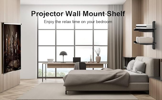 Suptek Glass Floating Shelves, TV Wall Mount with Shelf for DVD Player / PS4 / Cable Boxes/Game Consoles/Sky Box/TV Accessories, Flat Black 2-Tier Wall Mount Bracket