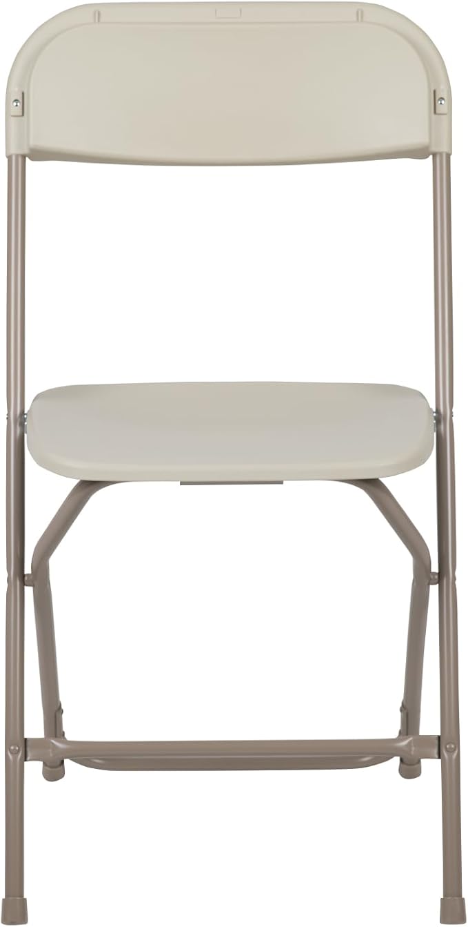 Flash Furniture Hercules Series Plastic Folding Chairs for Parties and Weddings, Stackable Commercial Event Seats, Set of 10, Beige