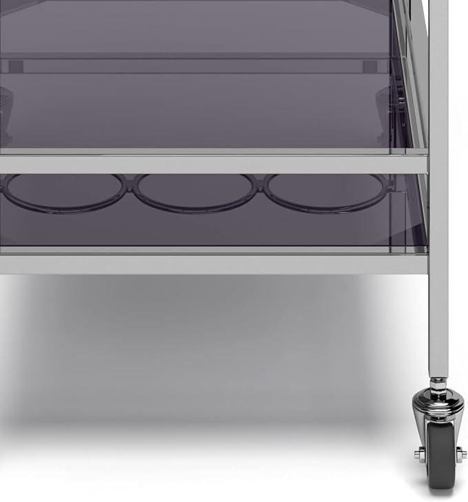 SIMPLIHOME Watts Modern 26 inch Wide Bar Cart in Chrome for the Living room, dining room and kitchen
