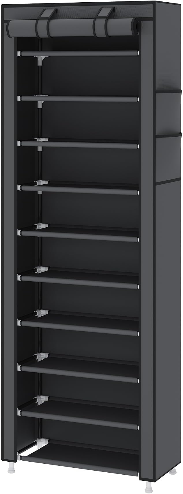 UDEAR 10-Tier Free Standing Shoe Rack Sturdy Shoe Rack Organizer for Closet Entryway Stackable Shoe Shelf with Dustproof Cover,Grey