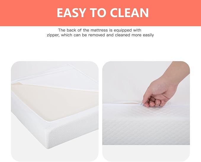 FDW | 5 Inch Queen Mattress | Medium Firm | Gel Memory Foam Mattress | White | Bed in a Box, CertiPUR-US Certified | Pressure Relief, Cooling Ventilated Foam | Washable Removable Cover