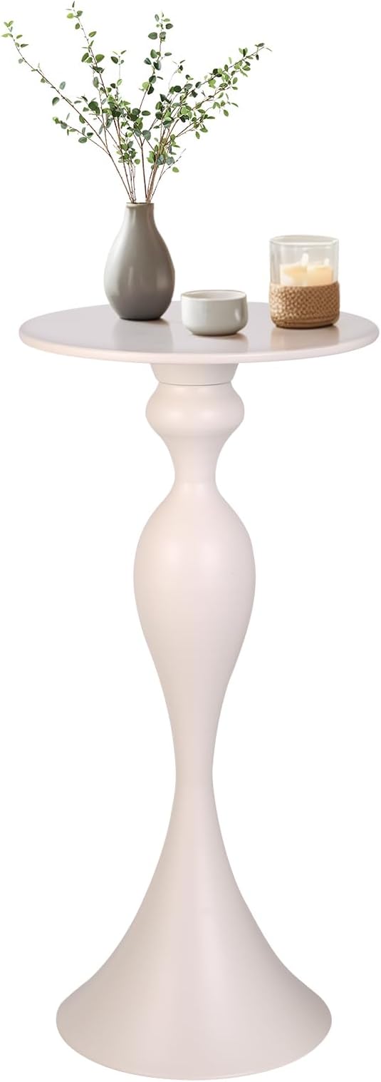 Small Accent Meatl Side Tables,Metal Round Martini Table,Vintage Side End Table for Small Space Living Room, Bedroom,White