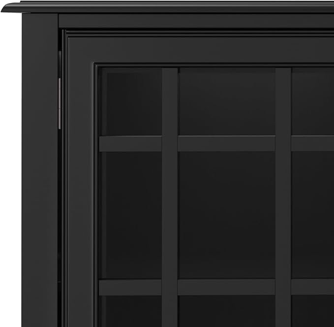 SIMPLIHOME Connaught Solid Wood 60 inch Wide Traditional Wide Storage Cabinet Buffet in Black for The Living Room, Entryway and Family Room