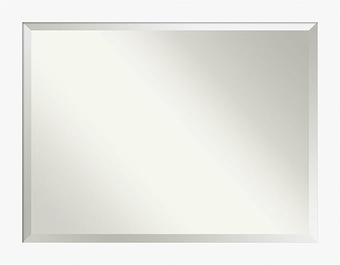 Amanti Art White Bathroom Mirror for Over Sink, 36x46 Basic White Rectangle Vanity Mirror, X-Large Casual Wood Frame, Hangs Horizonally and Vertically, Bathroom Wall Decor, Beveled Edge from WI, USA