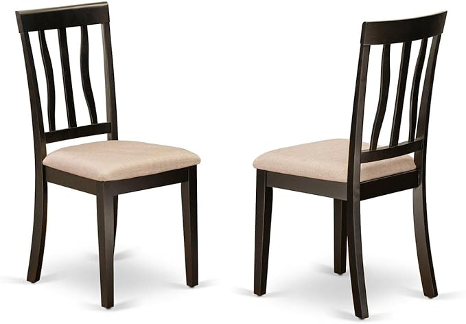 East West Furniture BOAN3-CAP-C 3 Piece Kitchen Table Set for Small Spaces Contains a Round Dining Table and 2 Linen Fabric Dining Room Chairs, 42x42 Inch, Cappuccino