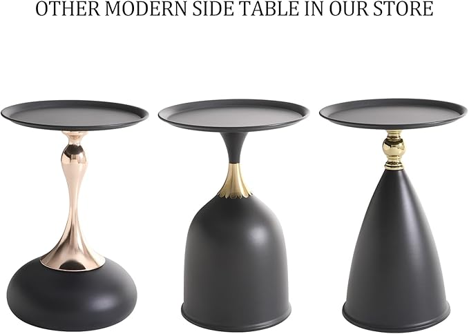 Small Round Pedestal Side Table for Small Spaces, Modern Black Couch End Tables Living Room Corner Drink Table, Unique Circle Metal Accent Martini Tables for Sofa, Recliner, Bedroom