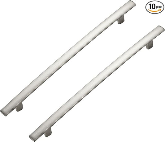 10 Pack Cabinet Handles 7.5" Hole Center - Curved Cabinet Pulls Brushed Nickel Drawer Pulls for Kitchen Cupboard Solid Hardware for Dresser Drawer Arch Hardware