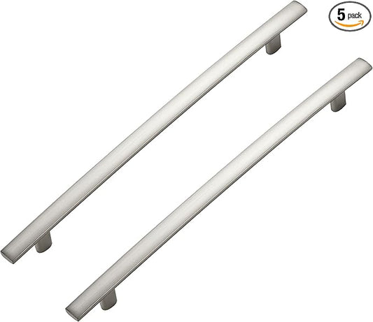 5 Pack Cabinet Handles 7.5" Hole Center - Curved Cabinet Pulls Brushed Nickel Drawer Pulls for Kitchen Cupboard Solid Hardware for Dresser Drawer Arch Hardware
