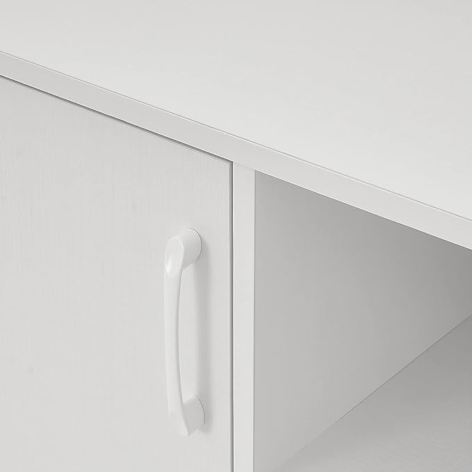 Panana Mid Century TV Stand Entertainment Center with 2 Doors, Wooden Medial Console Table for Living Room Furniture, 53.5" x 15" x 21.7" (White)