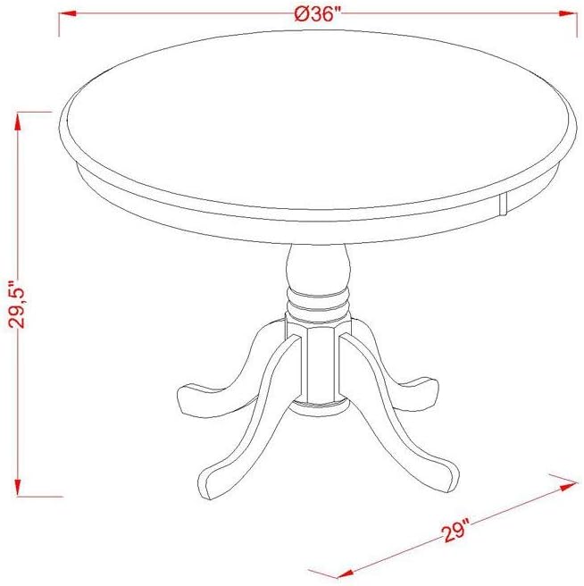East West Furniture ANTI3-WHI-W 3 Piece Dining Table Set for Small Spaces Contains a Round Kitchen Table with Pedestal and 2 Dining Chairs, 36x36 Inch, Buttermilk & Cherry