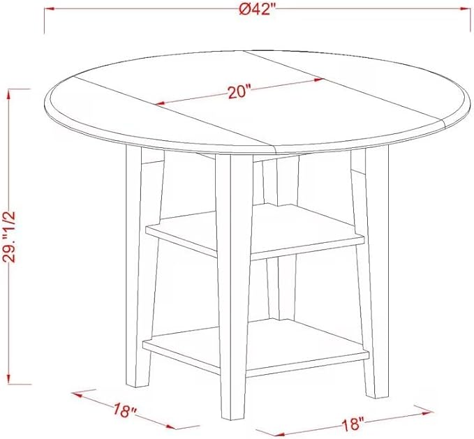 East West Furniture SUAN3-BCH-C 3 Piece Dining Room Table Set Contains a Round Kitchen Table with Dropleaf & Shelves and 2 Linen Fabric Upholstered Chairs, 42x42 Inch, Black & Cherry