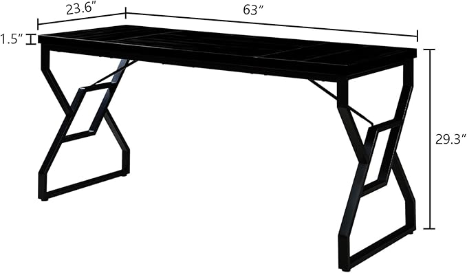HOMISSUE 63-inch Executive Desk, Large Home Office Desk with Engineered Wood Tabletop and Metal Frame, Rustic Workstation Desks with Sturdy Structure, Long Computer Desks for Home Office, Writing