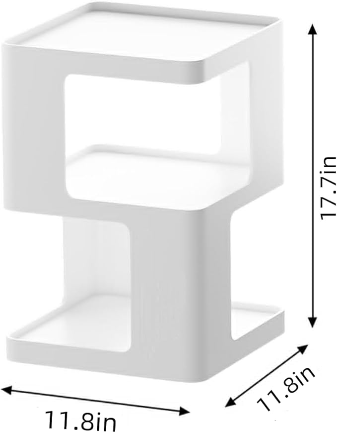 White Nightstands, Modern Side Table with 3 Tiers Storage, White End Table for Couch, Living Room Bedroom, Bedside Tables No Assembly Required
