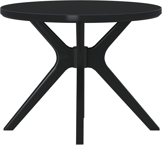 Plank+Beam Verso Round Dining Table, 38 Inch Solid Wood Kitchen & Dining Room Table, Minimalist Table for Dining Room, Kitchen Dinner Table, Black