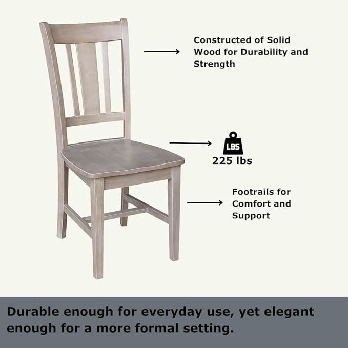 International Concepts Set of Two San Remo Splatback Chairs, Washed Gray Taupe