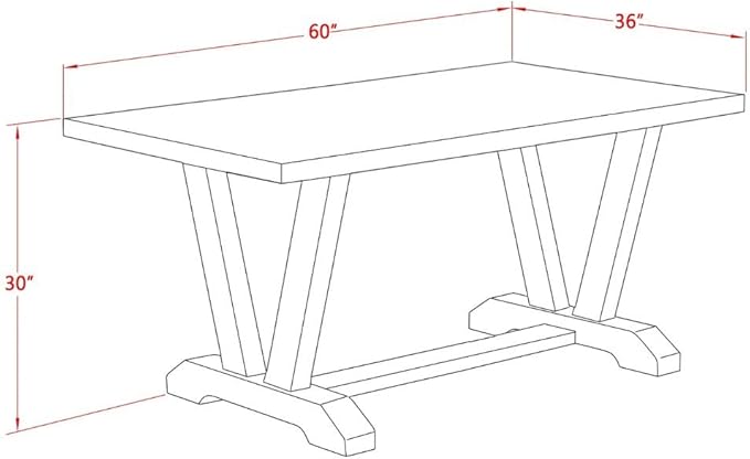 East West Furniture VT096 V-Style Mid-Century Modern Dining Table - a Rectangle Wooden Table Top with Stylish Legs, 36x60 Inch, Multi-Color