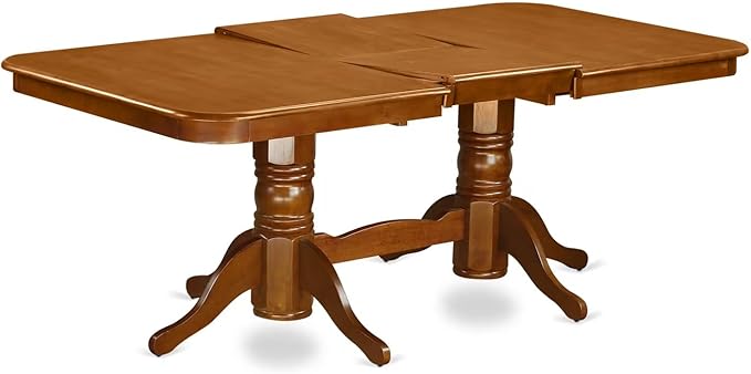 East West Furniture NANA7-SBR-W 7 Piece Kitchen Table Set Consist of a Rectangle Dining Table with Butterfly Leaf and 6 Dining Chairs, 40x78 Inch, Saddle Brown