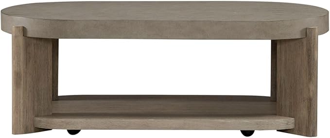 Liberty Furniture Affinity Opt 3 Piece Set - Oval Cocktail Table, 2 End Tables - Dusty Taupe Faux Concrete Tops