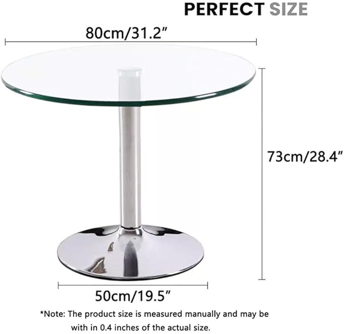 31.2" Round Glass Dining Table, Modern Circular, Sturdy Base and Perfect for 2-4 Seat, Bistro Style for Dining Room, Living Room, Balcony, Cafe