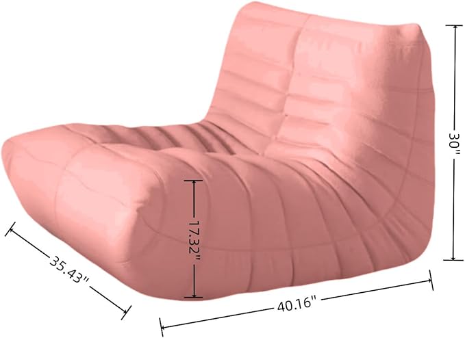 Bean Bag Chair - Memory Foam Bean Bag Chair for Adults, Comfy High-Resilience Single Sofa, Small Space Floor Chair, Chaise Lounge for Living Room, Bedroom (Pink, Wrinkles)
