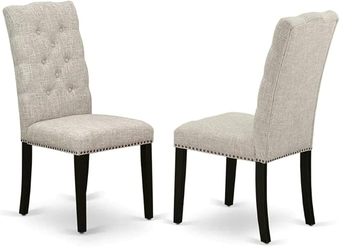 East West Furniture X627EL635-6 6 Piece Dining Table Set Contains a Rectangle Dining Room Table with X-Legs and 4 Doeskin Linen Fabric Parson Chairs with a Bench, 40x72 Inch, Multi-Color