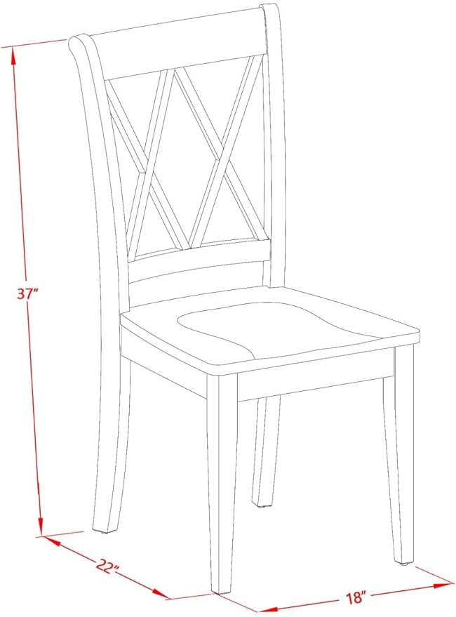 East West Furniture PSCL5-MAH-W 5 Piece Dining Room Table Set Includes a Rectangle Kitchen Table with Butterfly Leaf and 4 Dining Chairs, 32x60 Inch, Mahogany