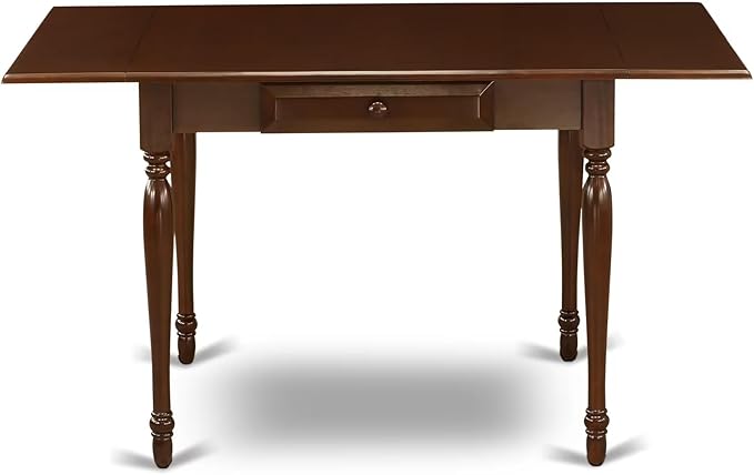 East West Furniture MZNO5-MAH-C 5 Piece Modern Dining Table Set Includes a Rectangle Wooden Table with Dropleaf and 4 Linen Fabric Dining Room Chairs, 36x54 Inch, Mahogany