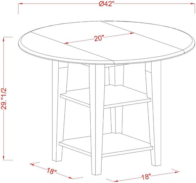 East West Furniture SUAN3-BMK-W 3 Piece Dining Room Table Set Contains a Round Dining Table with Dropleaf & Shelves and 2 Wood Seat Chairs, 42x42 Inch, Buttermilk & Cherry